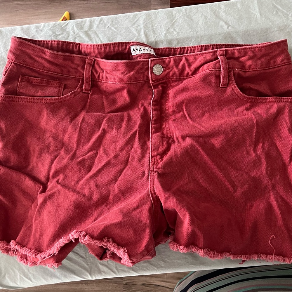 Ava & Viv Women's Faded Red Jean Shorts